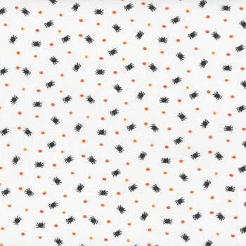 Haunted House BOO-CD2935 WHITE Tiny Spiders and Dots from Timeless Treasures Fabrics