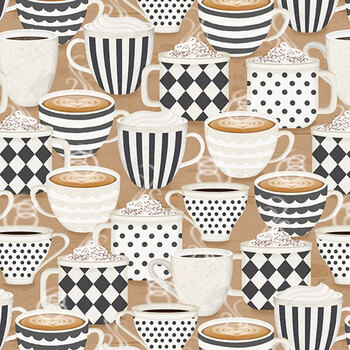 Coffee Life 82670-219 Packed Cups Latte by Jennifer Pugh for Wilmington Prints