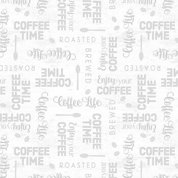 Coffee Life 82673-199 Words All Over White by Jennifer Pugh for Wilmington Prints