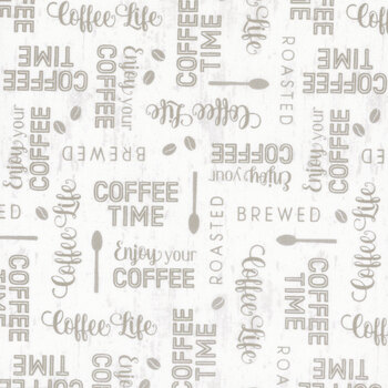 Coffee Life 82673-199 Words All Over White by Jennifer Pugh for Wilmington Prints