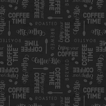 Coffee Life 82673-999 Words All Over Black by Jennifer Pugh for Wilmington Prints