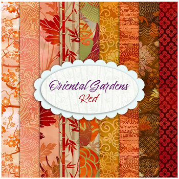 Oriental Gardens  9 FQ Set - Red by In the Beginning Fabrics
