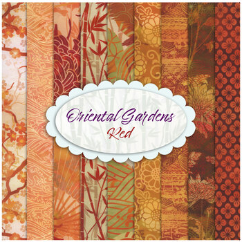 Oriental Gardens  9 FQ Set - Red by In the Beginning Fabrics
