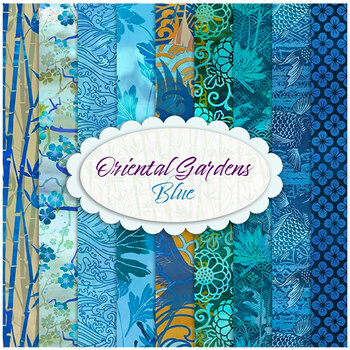Oriental Gardens  9 FQ Set - Blue by In the Beginning Fabrics