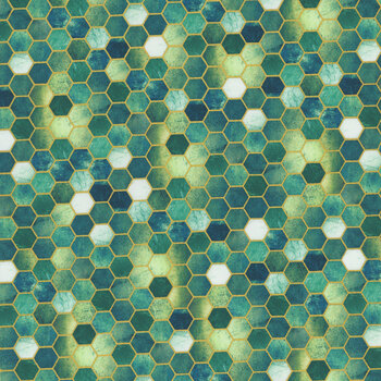 Golden Vibes 22741-81 Turquoise by Lara Skinner for Robert Kaufman Fabrics
