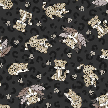 Big Kitties 1629-99 Black by Shelly Comiskey for Henry Glass Fabrics