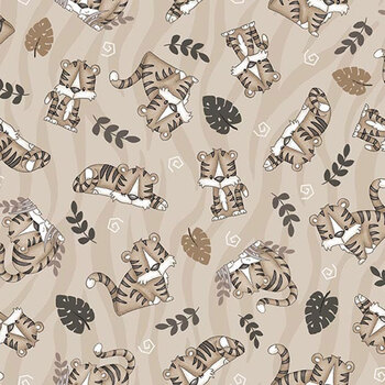 Big Kitties 1632-44 Taupe by Shelly Comiskey for Henry Glass Fabrics