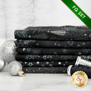  Stof Christmas 2024 - 6 FQ Set Black/Silver by Stof Fabrics - RESERVE