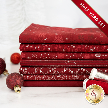  Stof Christmas 2024 - 7 Half Yard Set Red/Silver by Stof Fabrics - RESERVE