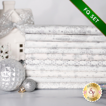   Stof Christmas 2024 - 10 FQ Set White/Silver by Stof Fabrics - RESERVE