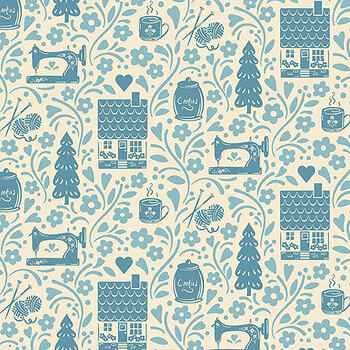 Cozy House A-1251-LB Chambray by Judy Jarvi from Andover Fabrics