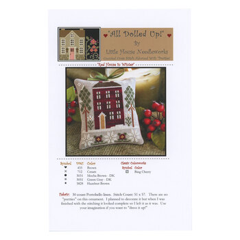 Red House in Winter Cross Stitch Pattern - All Dolled Up Ornament 6