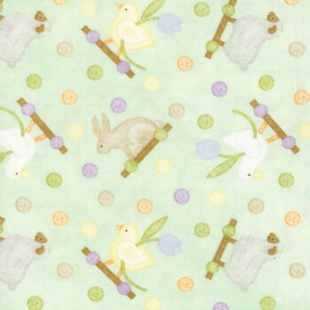 Little Chicks Flannel MASF10561-G Green by Bonnie Sullivan from Maywood Studio