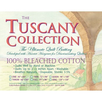 Batting Tuscany Bleached Cotton 96in x 108in Queen