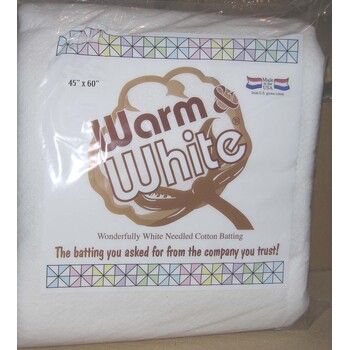 Batting Warm & White Cotton 45in x 60in - Baby Quilt