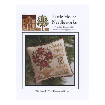 Sampler Tree Ornament Series - 08 - Potted Poinsettia Cross Stitch Pattern