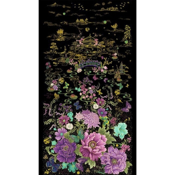 Shizuka PANEL-CM3160 BLACK by Chong-A Hwang from Timeless Treasures Fabrics