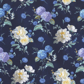 Morning Blooms 89274-446 Navy by Danhui Nai for Wilmington Prints