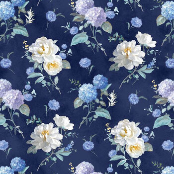 Morning Blooms 89274-446 Navy by Danhui Nai from Wilmington Prints