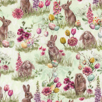 Easter Wishes 3789-60 Lt. Green by Silas M. Studio for Blank Quilting Corporation