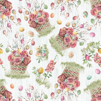 Easter Wishes 3795-01 White by Silas M. Studio from Blank Quilting Corporation