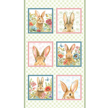 Bunnies & Blooms BUNN-5658-PA Multi by Leslie Trimbach from P&B Textiles