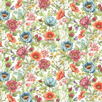 Bunnies & Blooms BUNN-5660-MU Multi by Leslie Trimbach from P&B Textiles