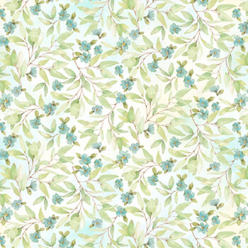 Bunnies & Blooms BUNN-5662-GB Blue by Leslie Trimbach from P&B Textiles