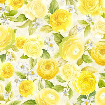 Lemon Bouquet FLEUR-CD2456 Beige from Timeless Treasures Fabrics