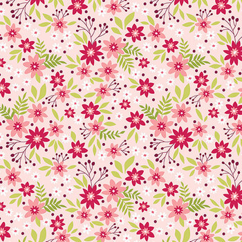 Among The Wildflowers 17102-02 Coral by Shelley Cavanna from Benartex