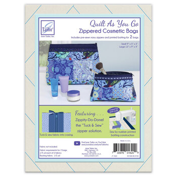 Quilt As You Go Pre-Printed Batting - Zippered Cosmetic Bags - Navy