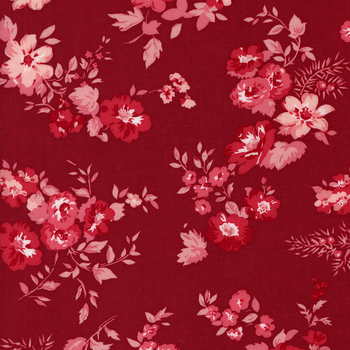 Hollyhocks & Roses 3050-17 Geranium Red by Bunny Hill Designs from Moda Fabrics