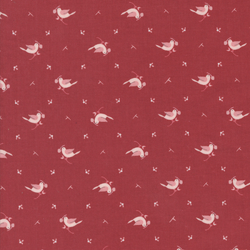Hollyhocks & Roses 3053-15 Geranium Red by Bunny Hill Designs from Moda Fabrics