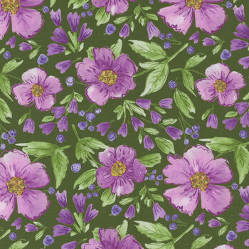 Plum Petals C15640-GREEN by Diane Labombarbe for Riley Blake Designs