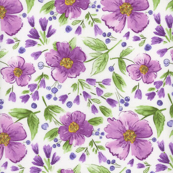 Plum Petals C15640-CLOUD by Diane Labombarbe for Riley Blake Designs