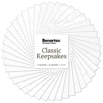 Classic Keepsakes  5x5s - White by Kanvas Studio for Benartex