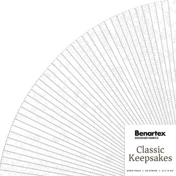 Classic Keepsakes  Strip-Pies - White by Kanvas Studio for Benartex