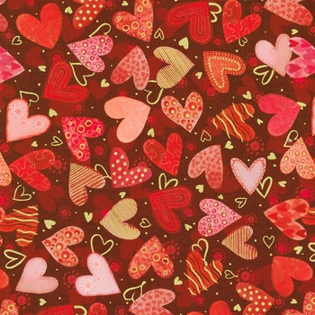Hearts In Bloom 22873-3 Red by Victoria Nelson from Robert Kaufman Fabrics