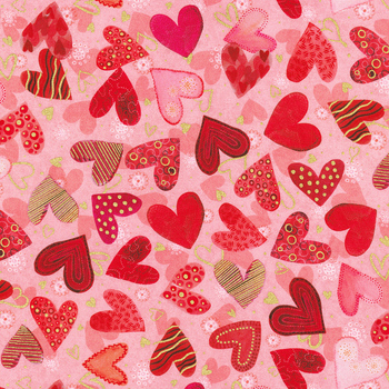 Hearts In Bloom 22873-10 Pink by Victoria Nelson from Robert Kaufman Fabrics