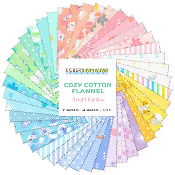 Cozy Cotton Flannel  Charm Square - Bright Rainbow from Robert Kaufman Fabrics