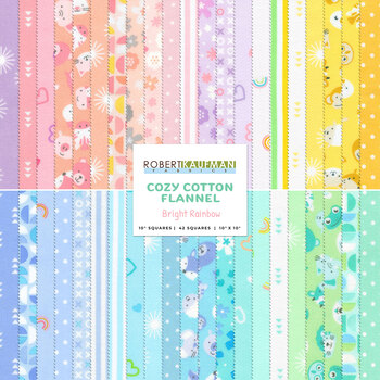 Cozy Cotton Flannel  Ten Square - Bright Rainbow from Robert Kaufman Fabrics