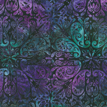 Paisley Bouquet - Artisan Batiks 22837-460 Midnight Purple by Lunn Studio from Robert Kaufman Fabrics