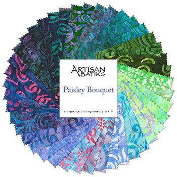 Paisley Bouquet - Artisan Batiks  Charm Square by Lunn Studio from Robert Kaufman Fabrics
