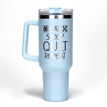 Eat Sleep Quilt Repeat Blue Stainless Steel Tumbler 40oz