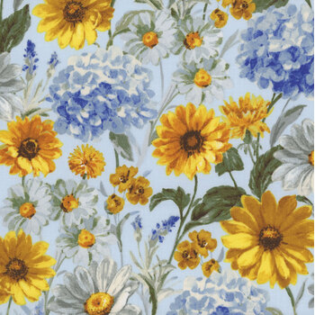 Bees & Blooms 89282-454 Blue by Danhui Nai for Wilmington Prints