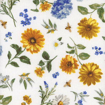 Bees & Blooms 89283-157 White by Danhui Nai for Wilmington Prints