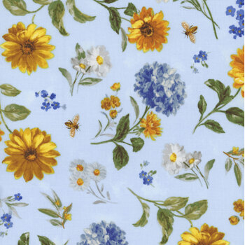 Bees & Blooms 89283-457 Blue by Danhui Nai for Wilmington Prints