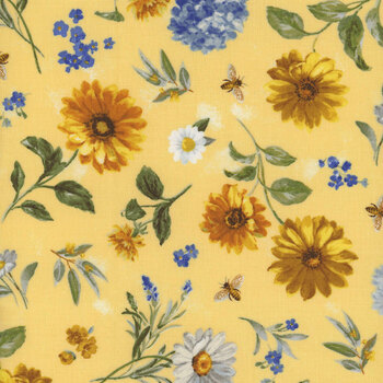 Bees & Blooms 89283-557 Yellow by Danhui Nai for Wilmington Prints