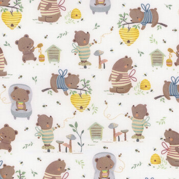 Honey Bear KIDZ-CD3487 White by Timeless Treasures Fabrics