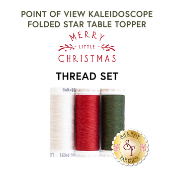  Point of View Kaleidoscope Folded Star Table Topper - Merry Little Christmas - 3pc Thread Set